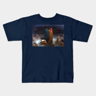 Dante and Virgil in the Ninth Circle of Hell - Gustave Dore Kids T-Shirt